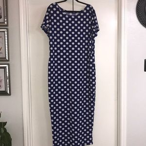 Polka Dot Blue and White Dress, XL